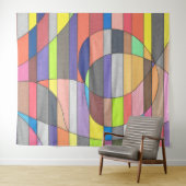 Abstrakt gestrichen mit farbigen Ovalen und Kurven Wandteppich (Beispiel (Horizontal))