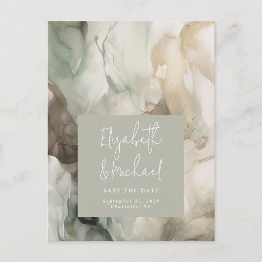 Abstrakt gestrichen Moderne Schrift Save the Date Postkarte (Vorderseite)