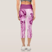 Abstrakt gestrichene Blume rosa Capri Leggings (Rückseite)