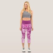 Abstrakt gestrichene Blume rosa Capri Leggings (Vorderseite)