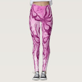 Abstrakt gestrichene Blume rosa Leggings (Vorderseite)