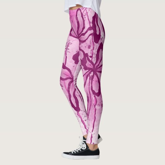 Abstrakt gestrichene Blume rosa Leggings (Links)