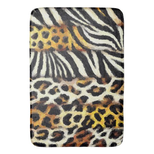 Abstrakt gestrichene gemischte Wildtierdrucke Badematte (Vorderseite Vertikal)