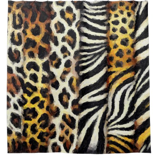 Abstrakt gestrichene gemischte Wildtierdrucke Duschvorhang (Vorderseite)