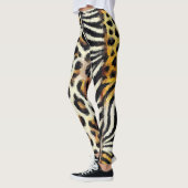 Abstrakt gestrichene gemischte Wildtierdrucke Leggings (Links)