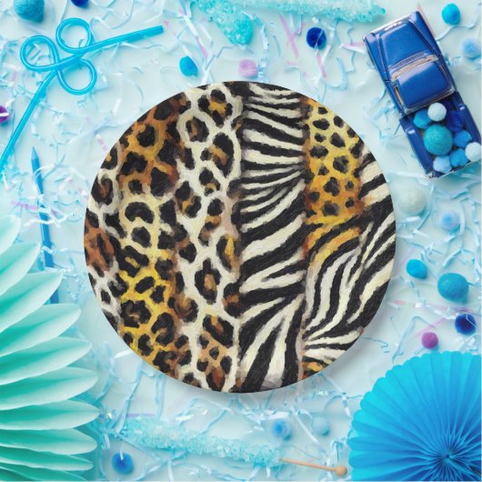 Abstrakt gestrichene gemischte Wildtierdrucke Pappteller (Party)