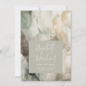 Abstrakt gestrichene Hochzeit des Grünen Fotos Save The Date (Vorderseite)