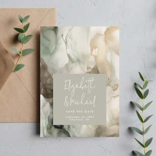 Abstrakt gestrichene Hochzeit des Grünen Fotos Save The Date
