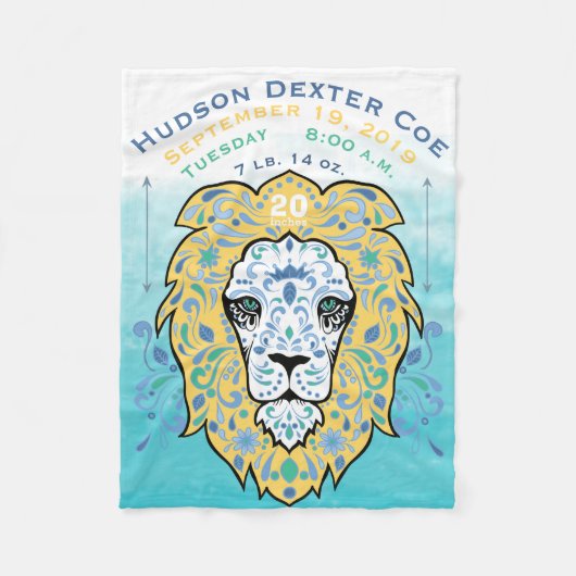 Abstrakt gestrichene Leon Baby Boy Birth Stats Rec Fleecedecke (Vorderseite)