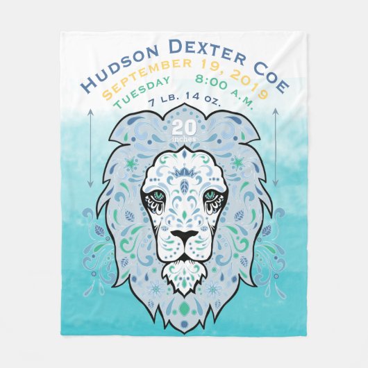 Abstrakt gestrichene Leon Baby Boy Birth Stats Rec Fleecedecke (Vorderseite)