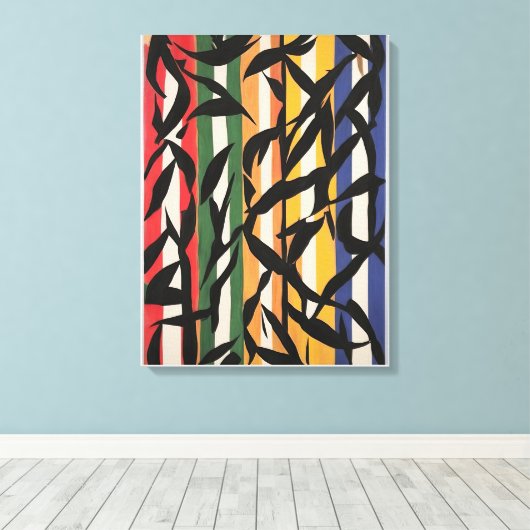 Abstrakt gestrichene Malerei mit Blätter Leinwanddruck (Insitu (Holzboden))