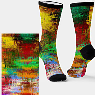 Abstrakt gestrichene, mehrfarbige Streifen Socken