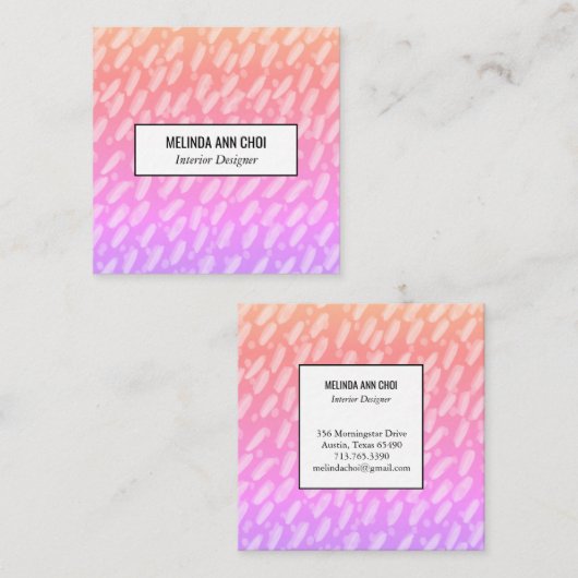 Abstrakt gestrichene Punkte pastellfarbene Sonnena Quadratische Visitenkarte (Vorne/Hinten)