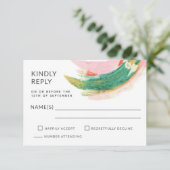 Abstrakt gestrichene Schlaganfälle Hochzeit RSVP Karte (Stehend Vorderseite)