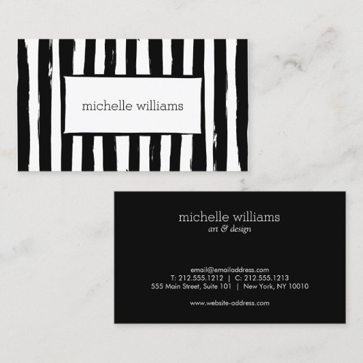 Abstrakt gestrichene schwarze Streifen-Visitenkart Visitenkarte (Vorne/Hinten)