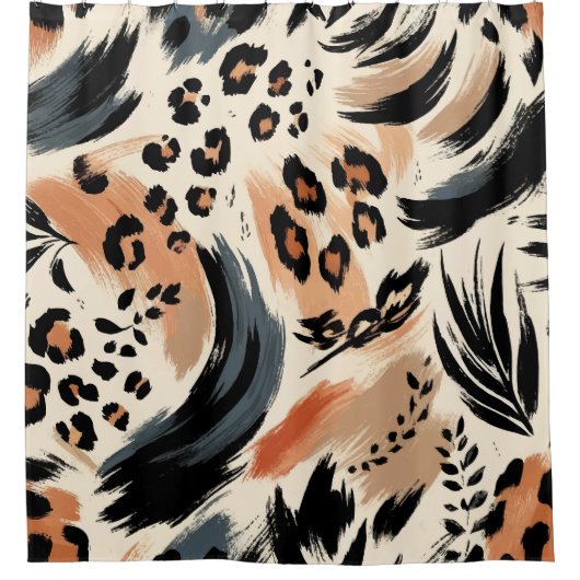 Abstrakt gestrichener exotischer Tierdruckleopard Duschvorhang (Vorderseite)