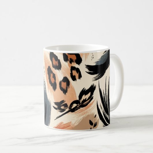 Abstrakt gestrichener exotischer Tierdruckleopard Kaffeetasse (VorderseiteRechts)