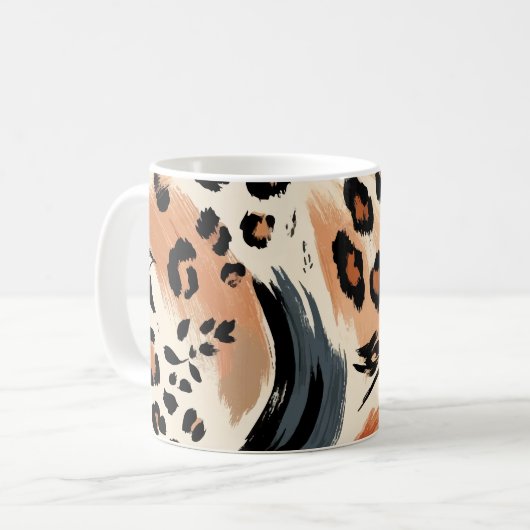 Abstrakt gestrichener exotischer Tierdruckleopard Kaffeetasse (Vorderseite Links)