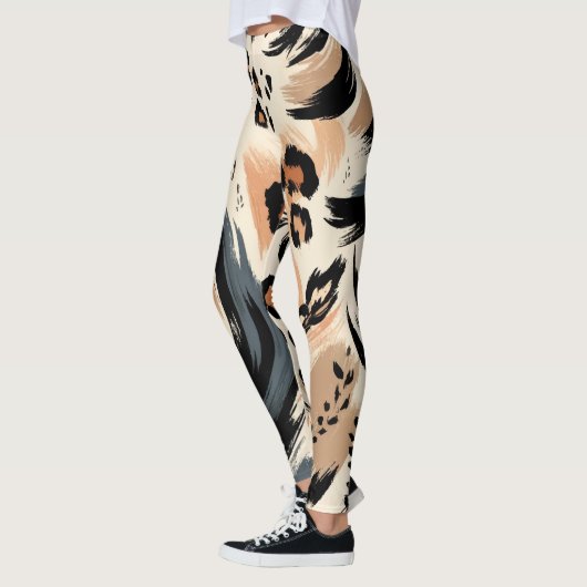 Abstrakt gestrichener exotischer Tierdruckleopard Leggings (Links)
