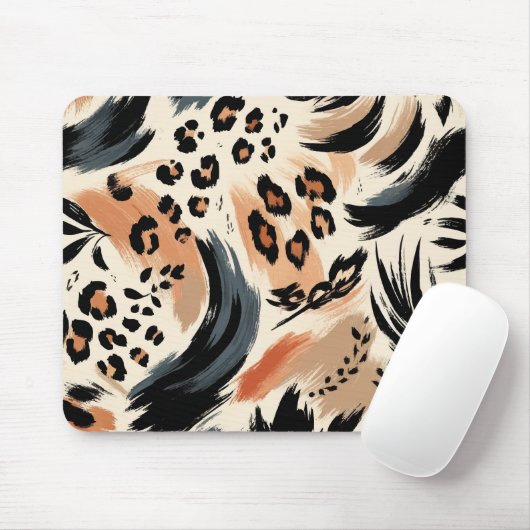 Abstrakt gestrichener exotischer Tierdruckleopard Mousepad (Mit Mouse)