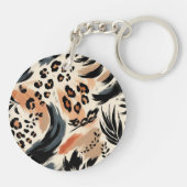 Abstrakt gestrichener exotischer Tierdruckleopard Schlüsselanhänger (Rückseite)