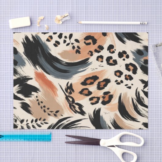 Abstrakt gestrichener exotischer Tierdruckleopard Seidenpapier (Handwerk)