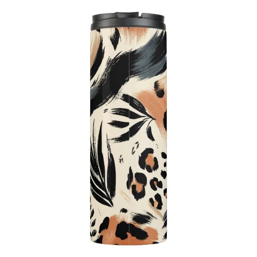 Abstrakt gestrichener exotischer Tierdruckleopard Thermosbecher (Rückseite)
