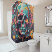 Abstrakt gestrichener Schädel Duschvorhang (Beispiel)