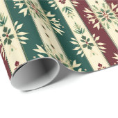 Abstrakt gestripptes Muster - bordeauxrot, grün, E Geschenkpapier (Rolleneckpunkt)