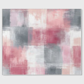 Abstrakt Gingham Pink und Grau Geschenkpapier (Flach)