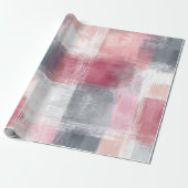 Abstrakt Gingham Pink und Grau Geschenkpapier (Ungerollt)
