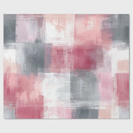 Abstrakt Gingham Rosa und Grau Geschenkpapier (Flach)
