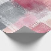 Abstrakt Gingham Rosa und Grau Geschenkpapier (Ecke)