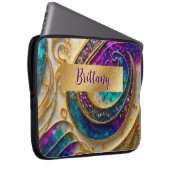 Abstrakt Glam Moderner Alkohol Tinte Lila & Gold Laptopschutzhülle (Vorne Rechts)