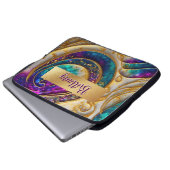 Abstrakt Glam Moderner Alkohol Tinte Lila & Gold Laptopschutzhülle (Vorne Knopf)