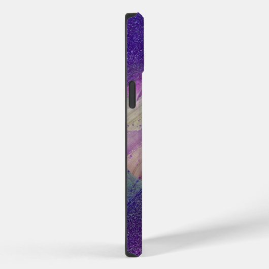 Abstrakt Glittering Neon Magenta Name & Initial Case-Mate iPhone Hülle (Rückseite / Rechts)