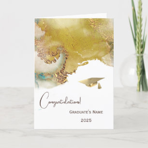 Abstrakt Gold Aquamariner Personalisierter Abschlu Karte