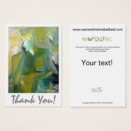 Abstrakt Gold Beige Green Artistic Vielen Dank (Vorne & Hinten)