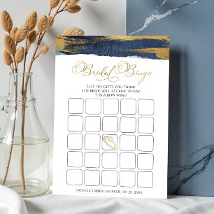Abstrakt Gold Blue Brautparty Bingokarte Einladung