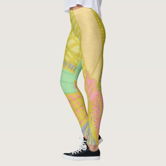 Abstrakt Gold Butterfly Jad Pink Leggings (Links)