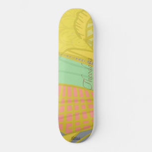 Abstrakt Gold Butterfly Jad Pink Skateboard