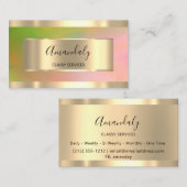 Abstrakt Gold Gerahmt Elegant Beruflich Rosa Visitenkarte (Vorne/Hinten)