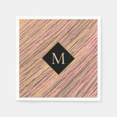 Abstrakt Gold Glitzer Black Monogram Serviette (Vorderseite)