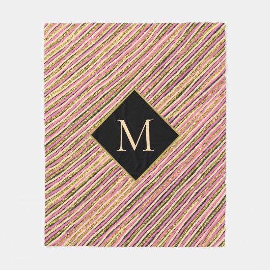 Abstrakt-Gold-Glitzer-Sparkon-Monogramm Fleecedecke (Vorderseite)