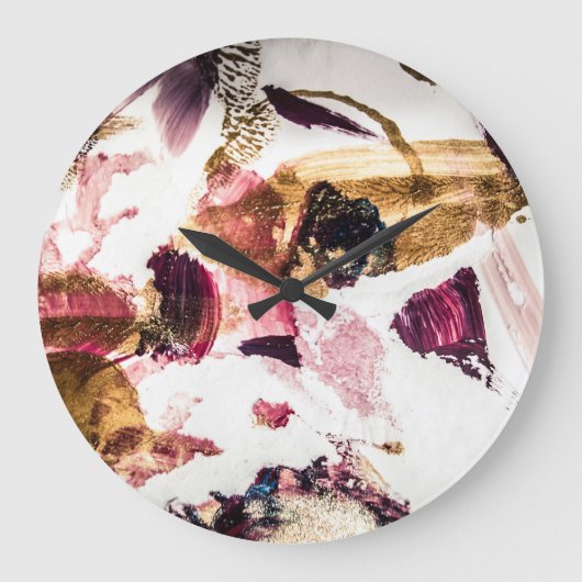 Abstrakt Gold Glitzern Kreative Kunst Große Wanduhr (Vorderseite)