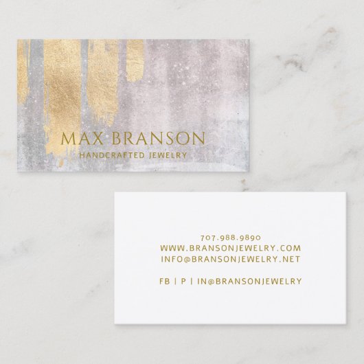Abstrakt Gold Imitats Metallischer Schmuckdesigner Visitenkarte (Vorne/Hinten)