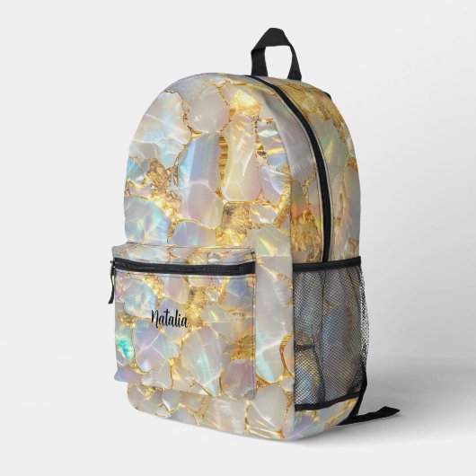 Abstrakt Gold Opal Gemstone Girls Bedruckter Rucksack (Rückseitige Ecke Rechts)