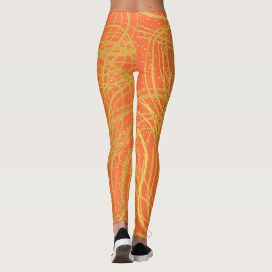 Abstrakt Gold Orange Leggings (Rückseite)