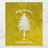 Abstrakt Gold Weißer Weihnachtsbaum Frohe Weihnach Weinetikett (Einzelnes Label)