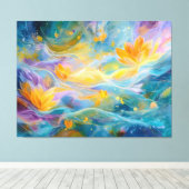 Abstrakt Golden Lotus Floating Blume Leinwanddruck (Insitu (Holzboden))